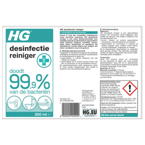 HG Desinfectie Reiniger 500 ml - Afbeelding 2