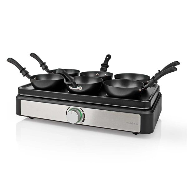 Nedis FCRA310FBK6 Party Wokset Grill 6 Personen Spatel Temperatuurinstelling Anti-aanbak Laag Rechthoek - Afbeelding 5