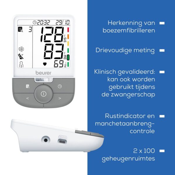 Beurer BM53 Bloeddrukmeter met AFIB Detectie Wit/Grijs - Afbeelding 3