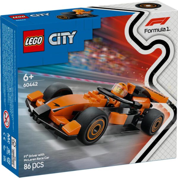 Lego City 60442 F1 Coureur met Mclaren Racewagen